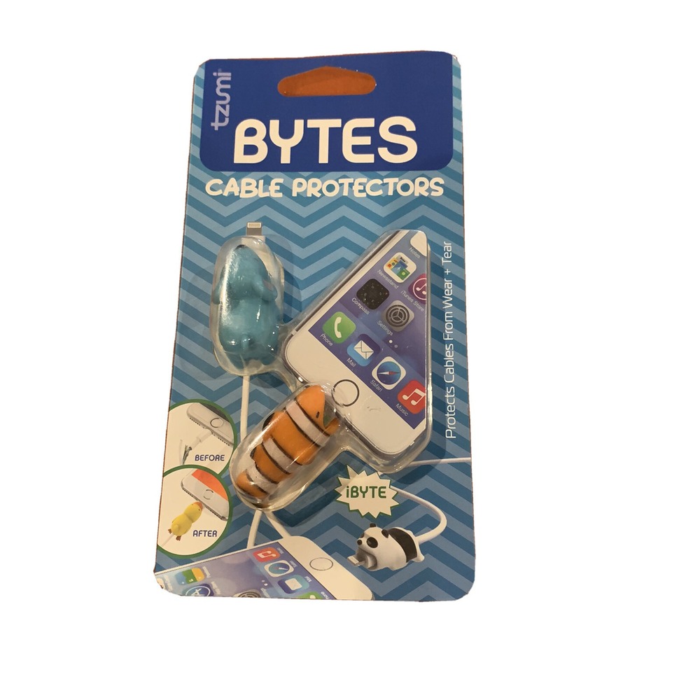 Tzumi Bytes Silicone Universally Fitting Cable Protector 2 Pack Clownfish Mouse